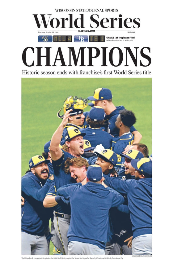 2026 Milwaukee Brewers World Series Champions Newspaper, the print itself