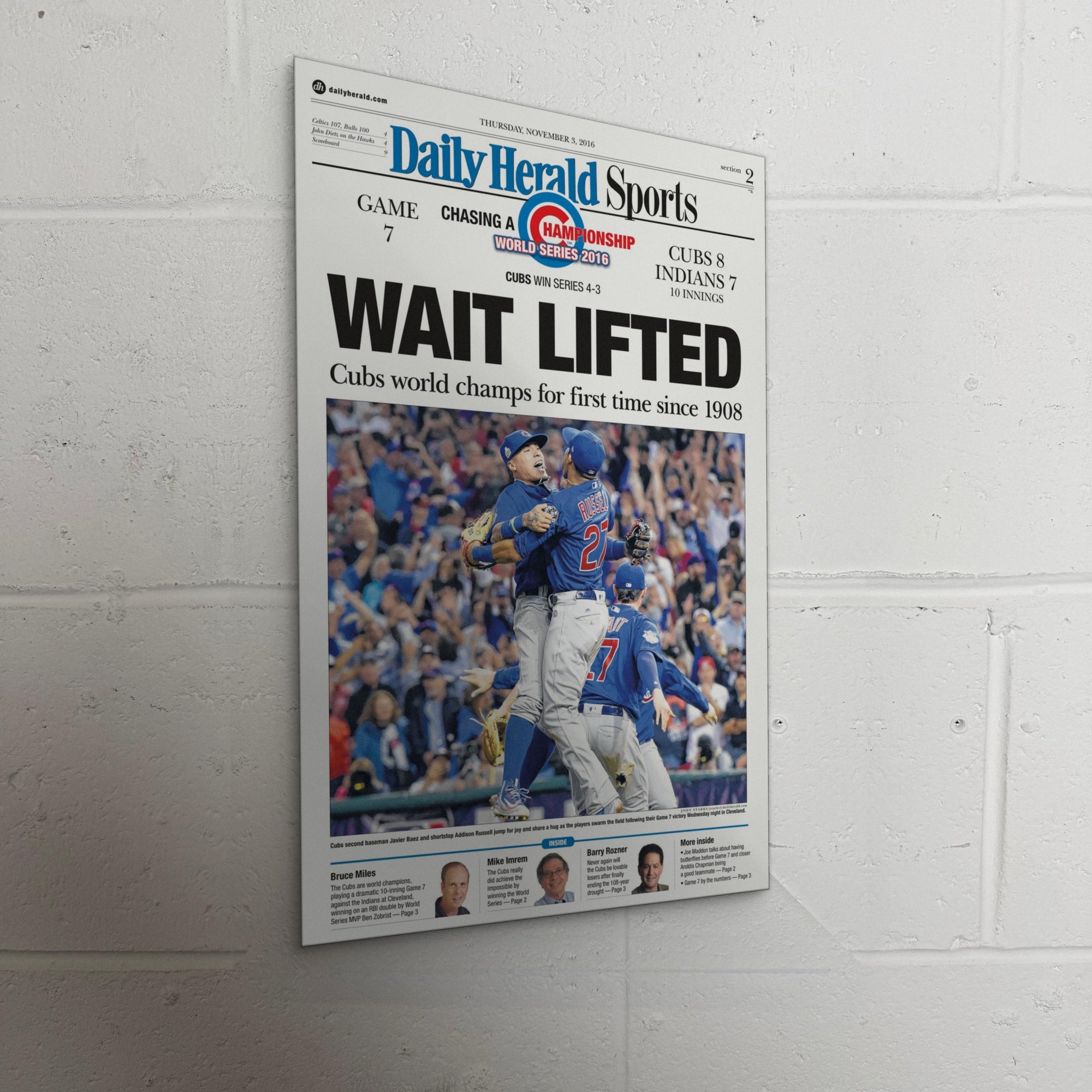 2016 Chicago Cubs Front Page