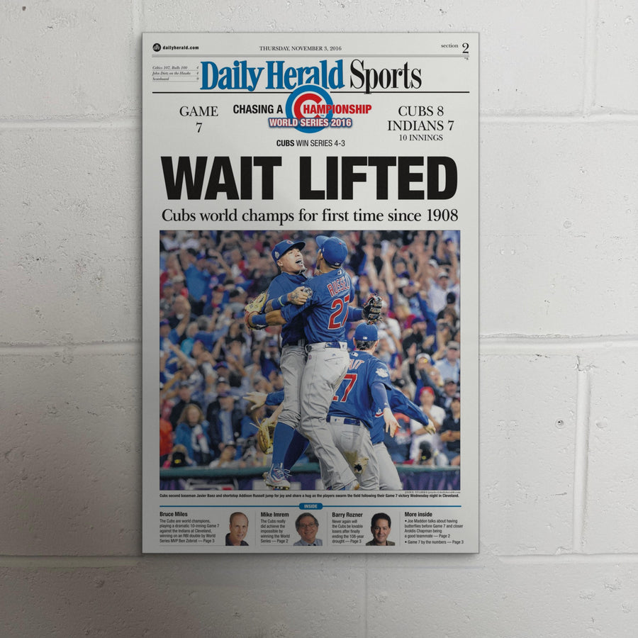 2016 Chicago Cubs Front Page