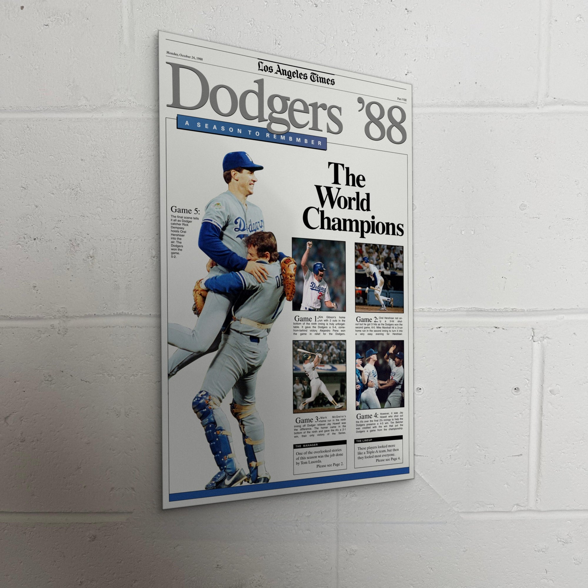 1988 Los Angeles Dodgers Front Page