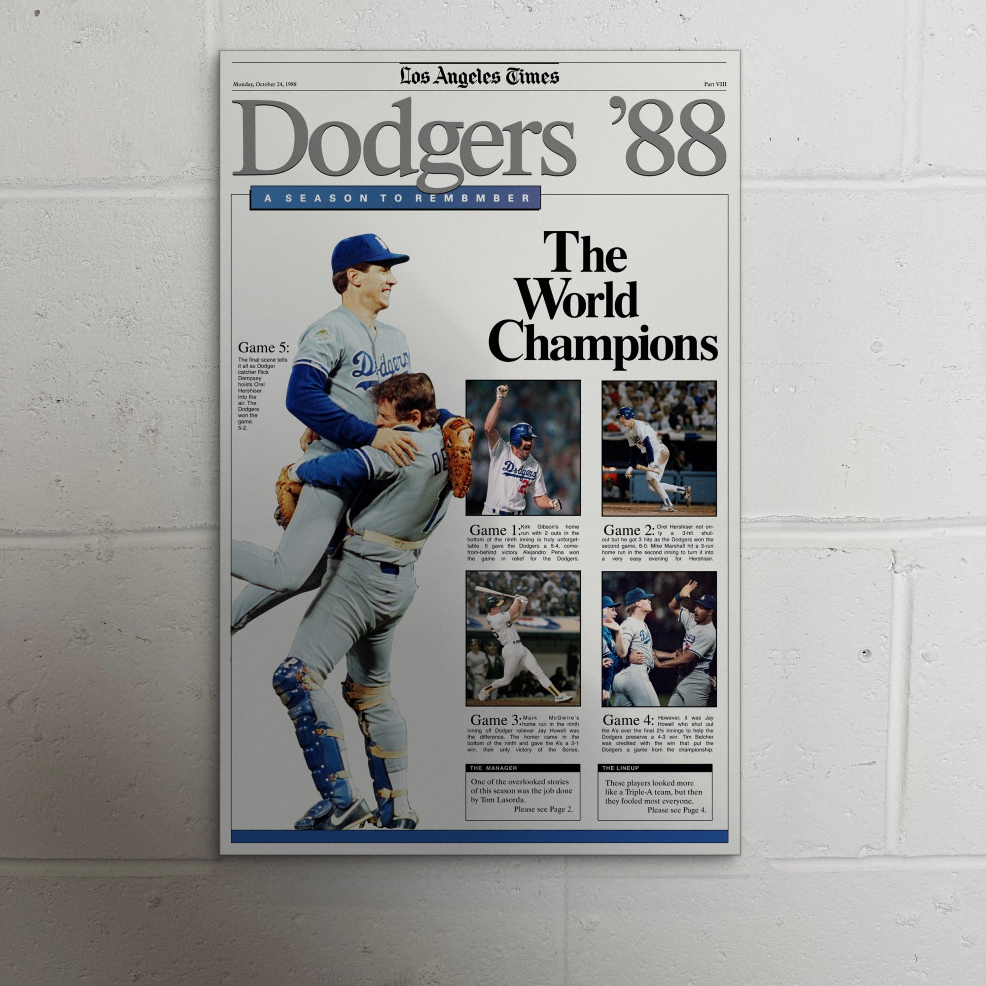 1988 Los Angeles Dodgers Front Page