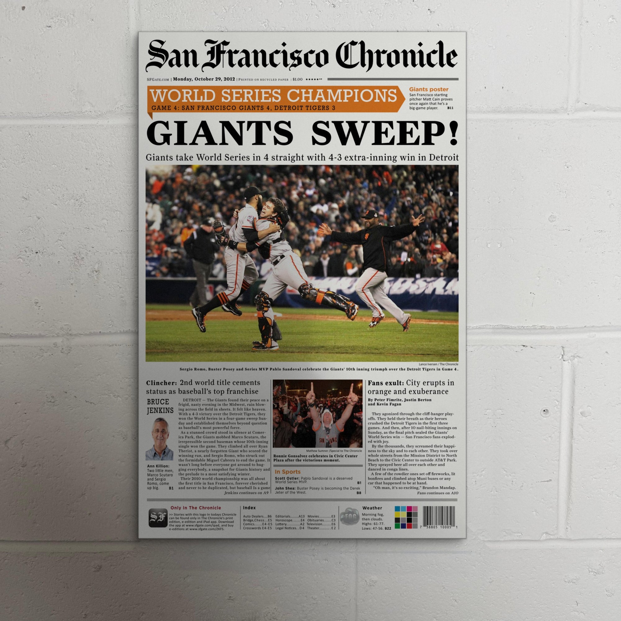 2012 San Francisco Giants Front Page