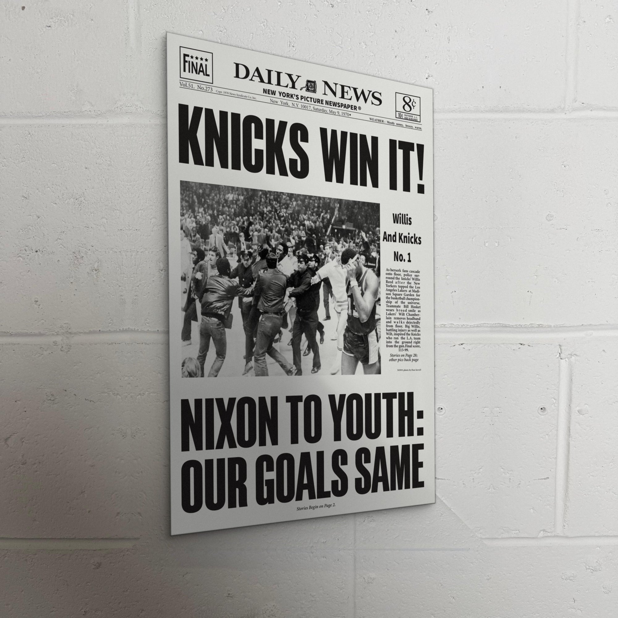 1970 New York Knicks Front Page