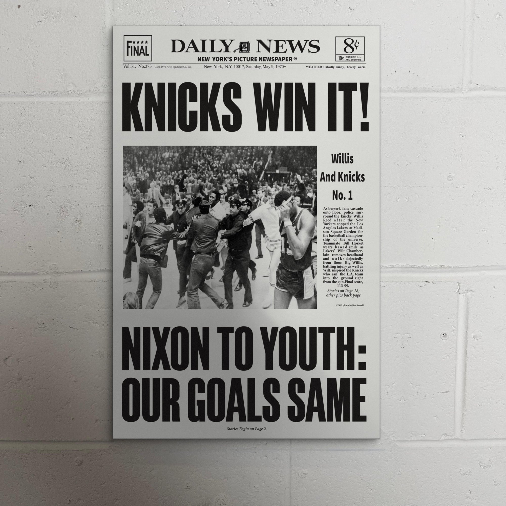 1970 New York Knicks Front Page