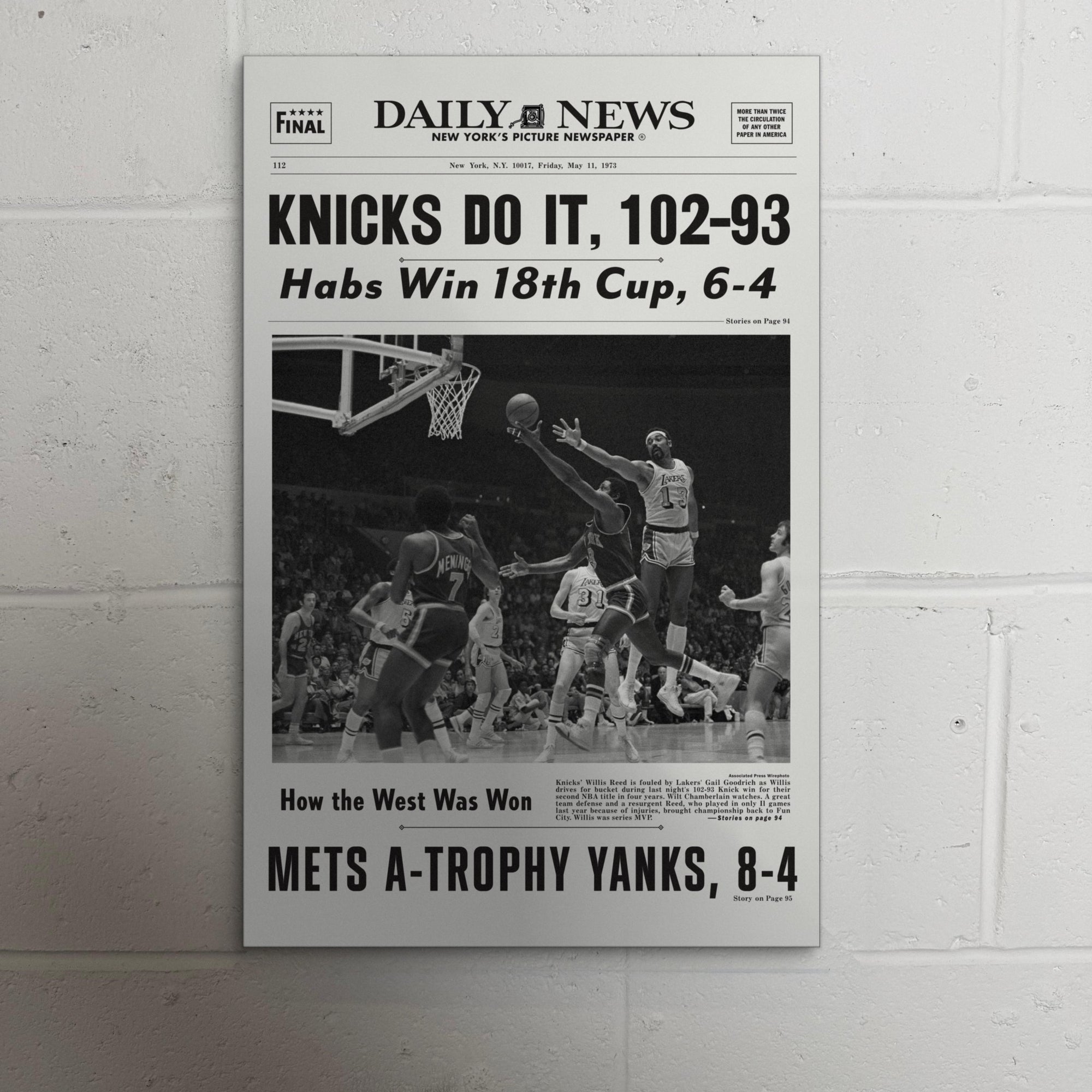 1973 New York Knicks Front Page
