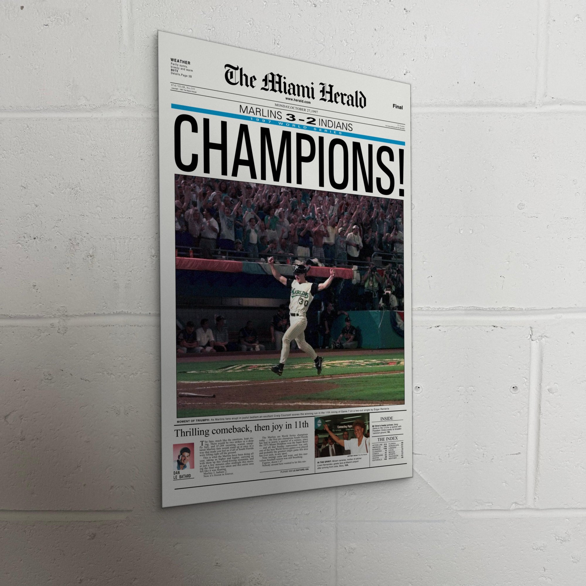 1997 Miami Marlins Front Page