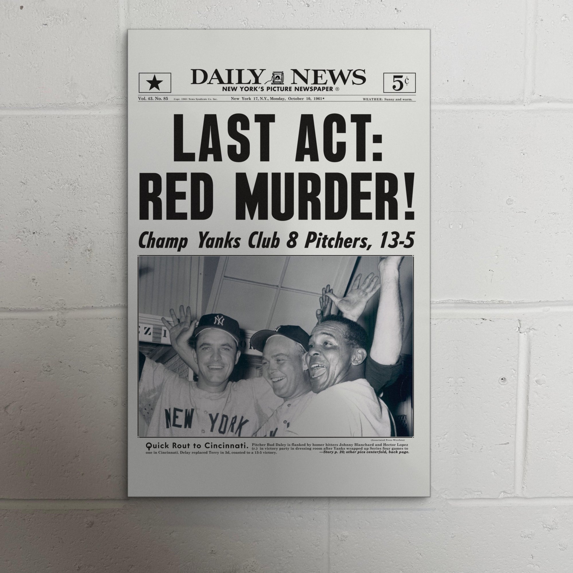 1961 New York Yankees Front Page