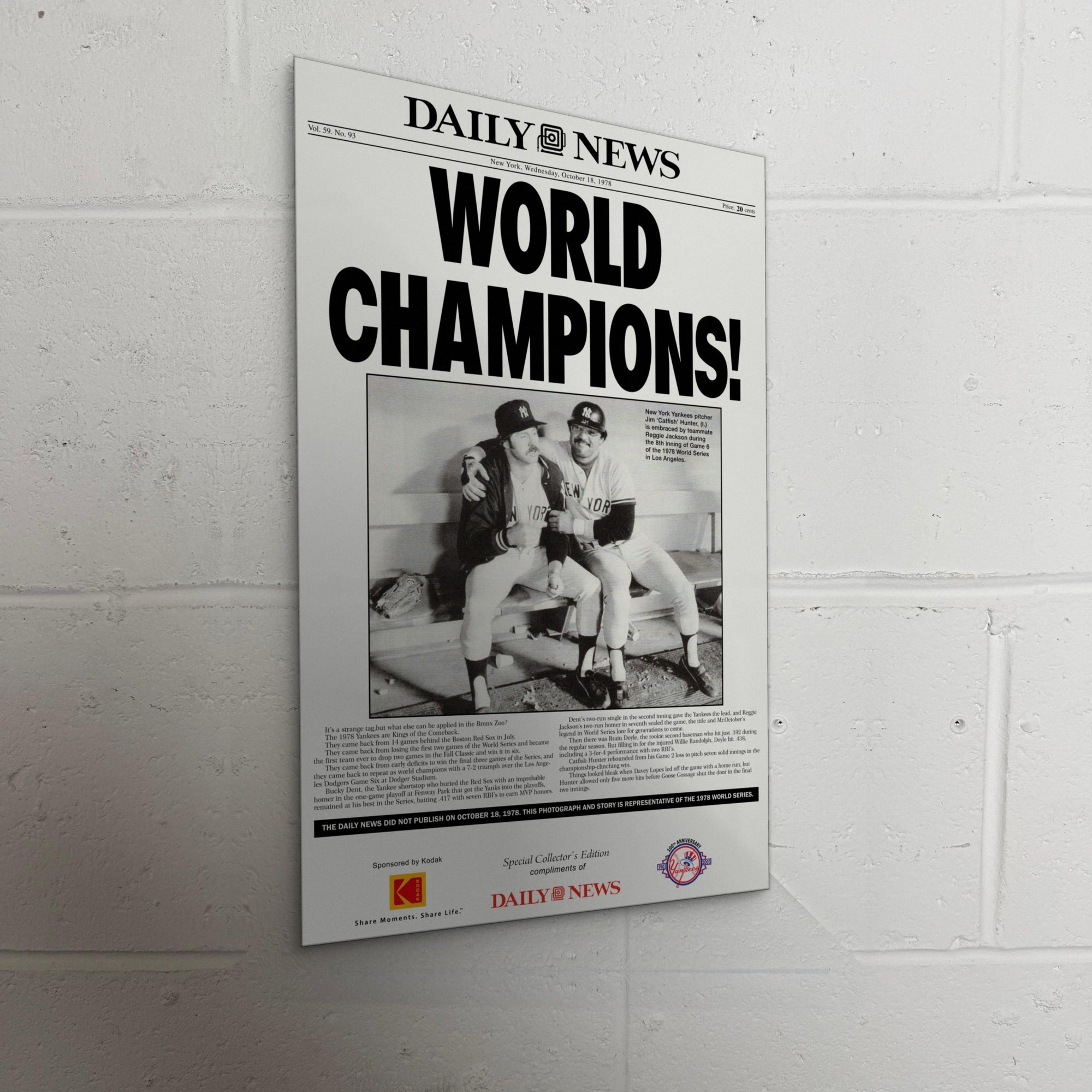1978 New York Yankees Front Page