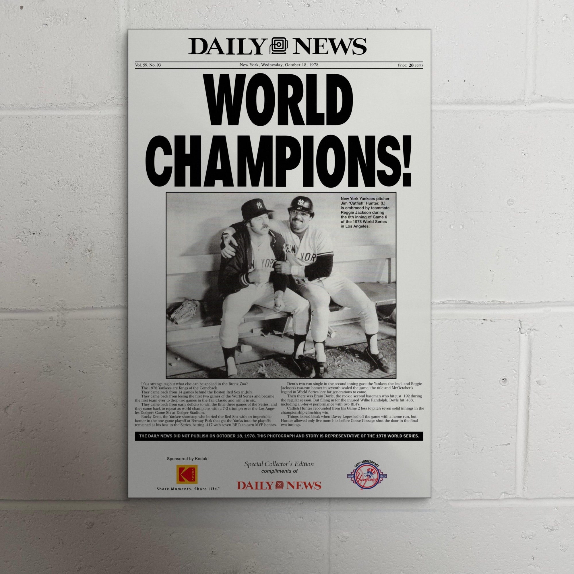 1978 New York Yankees Front Page